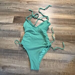 Stoney Clover Lane x Target Green Textured High Leg One Piece Swimsuit XXS NWOT